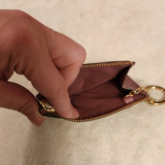 GUC Authentic Coach Dusty Rose Leather Skinny Mini Zip ID Wallet - Picture 4 of 4